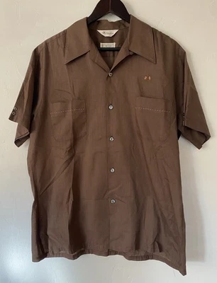 VTG Mr. California Shirt SZ L Dacron Dagger Loop Collar Embroidered 50s 60s Mod - Image 1 of 4