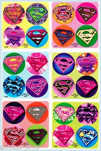 Pegatinas de puntos Supergirl x 24 (6 hojas) - favoritos - puntos de fiesta de cumpleaños de Supergirl - Imagen 1 de 1