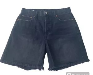 GAP schwarze Denim-Jeansshorts Fransenunterteil 30/10R Hochhaus 6 Zoll Innennaht Neu - Bild 1 von 3