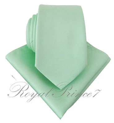 Conjunto de corbata y pañuelo cuadrado de bolsillo verde menta pastel para hombre boda formal 100V Foto 1 de 3