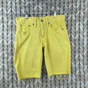 unisex yellow Ralph Lauren Sport denim Bermuda shorts frayed hem 9" inseam - Picture 1 of 12