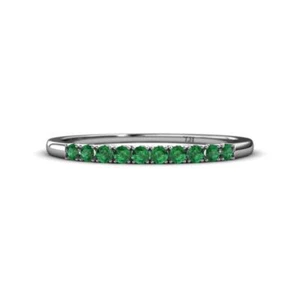 TriJewels Emerald French Set 10 Stone Wedding Band 0.29 ctw 14K Gold JP:26746 - Picture 1 of 16