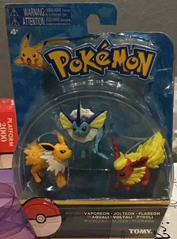 Pokemon Jolteon Vaporeon and Fla3-Pack Mini Figure Tomy 2017 Slightly Damage Box Cover