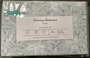 Tommy Bahama QUEEN Sheet Set Makena Palm Trees Tropical Leaves Cotton Percale - Picture 1 of 6