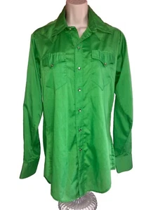 Vintage Rockmount Ranch Wear Pearl Snap Western Shirt Women’s 15 M Green USA - Picture 1 of 5