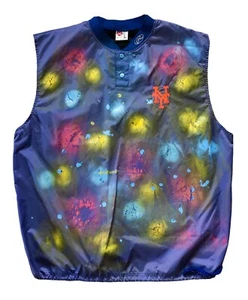VTG Rawlings New York Mets MLB Large Water Repellent Vented Pullover Rain Jacket - Picture 1 of 4