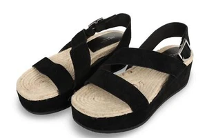 rag & bone Megan Women's Black Suede Side Buckle Platform Sandals Shoes Size 8.5 - Picture 1 of 7