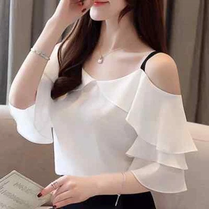 Fashion Blouses Woman Off Shoulder Top Blouses White Blouse Women - Imagen 1 de 19