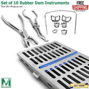 Dental Rubber Dam Kit Universal Brinker Clamps Frame Punch Forceps Mesh Cassette - Picture 1 of 6