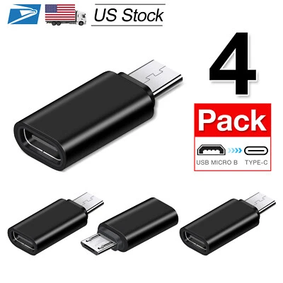4 Pack USB 3.1 Type C Female to Micro USB Male Adapter Converter Connector USB-C - Image 1 of 4