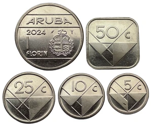 ARUBA - SET OF 5 COINS 5 CENTS - 1 FLORIN 2023 - 2024 WILHELM ALEXANDER UNC - Picture 1 of 2