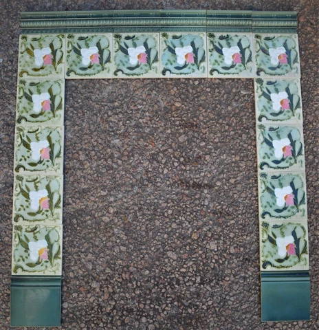 EUROPE - ANTIQUE ART NOUVEAU - 22 ORIGINAL TILES FOR FIREPLACE c1900 Cover