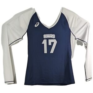 Highland Rams Womens Volleyball Jersey Size M Medium Blue Asics Long Sleeve #17