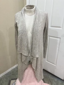 Kenar 100% 2 Ply Cashmere Open Front Waterfall Cardigan Soft Gray sz M Luxury - Picture 1 of 10