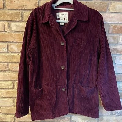 Blazer Eddie Bauer púrpura de pana con botones para mujer bolsillos medianos Foto 1 de 4