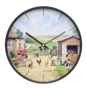 Farmyard Round Wall Clock Gift Boxed - Imagen 1 de 3