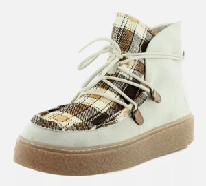 Hush Puppies Women's Bridget Chukka Suede Boots, Ivory Plaid, Size 8M NEW - Picture 1 of 8