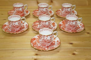 Royal Crown Derby Red Aves (7) tazas Demitasse, platillos 21/4" y (7), 4 5/8 (CAJA #2) - Imagen 1 de 8