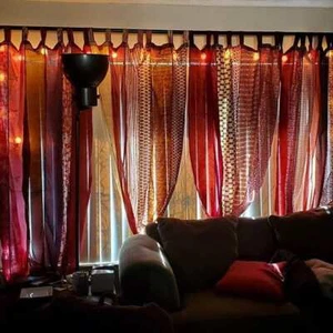 Lot of Indian Vintage Old Silk Sari Multi color Handmade Patchwork Curtain Door  - Picture 1 of 4