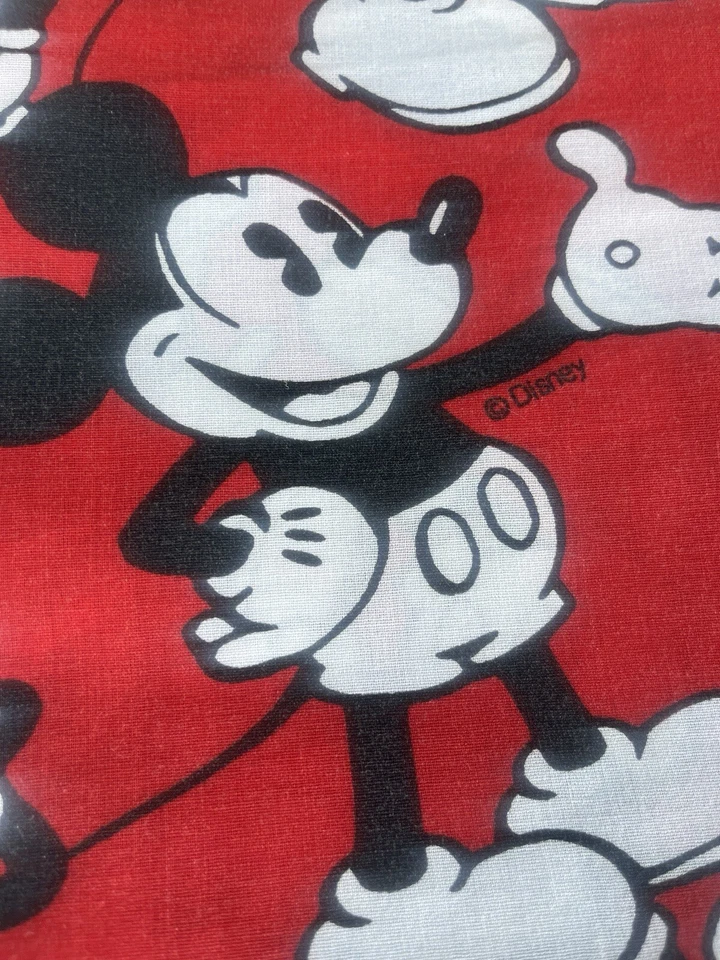 Vintage Mickey Mouse Disney Twin Flat Sheet Twin Fitted Set  Black Red White USA - Image 1 of 4