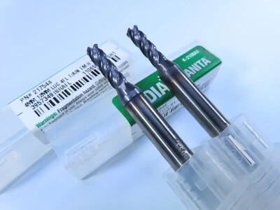 LOT ( 2 PCS ) NEW 4MM WIDIA HANITA 217544 SOLID CARBIDE END MILLS MILLING TOOLS