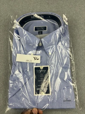 Club Room Shirt Mens XL Blue Performance Stretch Short Sleeve Comfort Collar 17 - Image 1 of 4