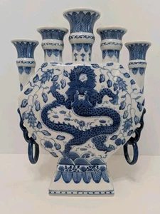Chinese Qianlong Marked Five Mouthed Tulipiere Dragon Motif - Picture 1 of 12