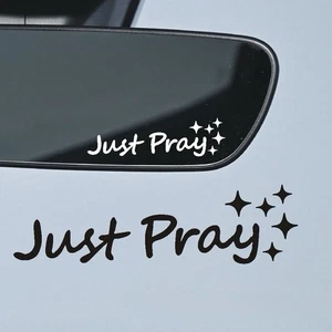 Just Pray ✝️ Faith-based Rearview Mirror Funny Vinyl Window Decal Sticker Car - Picture 1 of 15
