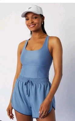 Fabletics Womens Sport Short Athletic Romper  In Elemental Blue/Deep Navy S  - Image 1 of 4