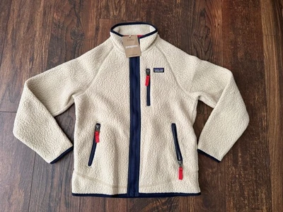 NUEVA Chaqueta Patagonia Niños El Cap Caqui Retro Pila Polar Cremallera Completa Talla Grande (12) Foto 1 de 2