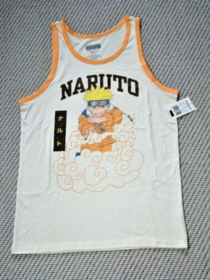 Camisa sin mangas pequeña Naruto Shippuden para hombre tanques blanca + contorno naranja nueva con etiquetas Foto 1 de 4