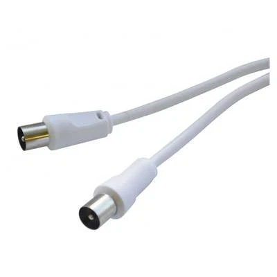 2M White Coaxial RF TV Aerial Male Plug to Male Plug Lead Cable - Image 1 of 2