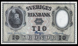 🇸🇪  Sweden, 10 kronor 1959  * King Gustav Vasa ***  aUNC - Picture 1 of 2