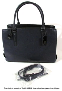 NUEVO BOLSO DE MANO COACH BROOKLYN 34 57276 Azul Marino Cuero Guijarro Grande - Imagen 1 de 10