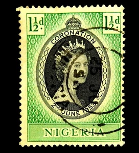 1953 Nigeria Stamp with Queen Elizabeth / Used - Picture 1 of 1