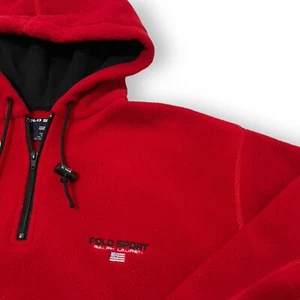 Polo Ralph Lauren Sport Sherpa Sudadera con Capucha Hecha en EE. UU. Roja Para Hombre Talla XL - Imagen 1 de 8
