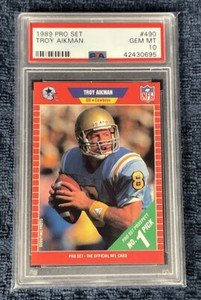 1989 Pro Set Troy Aikman #490 Rookie RC PSA 10 GEM MT