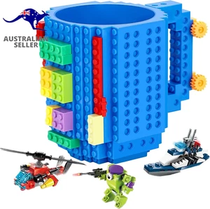 Build on Brick Coffee Mug, Fun Gaming Mugs with Handle DIY Blue Large Coffee Cup - Picture 1 of 12