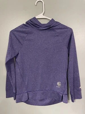 Carhartt Girls Force Purple Active Pullover Long Sleeve Hooded Light Size 10 003 - Image 1 of 4