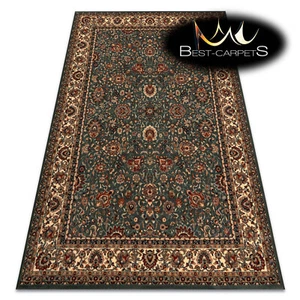 Orientalische NATURWOLLE Exklusive Teppiche KASHQAI Ornament Grün Beige BESTE QUALITÄT - Bild 1 von 10