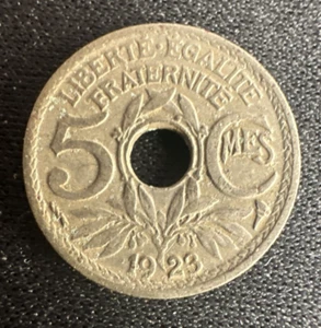 1923 France 5 Centimes - Nickel-Bronze World Coin - Picture 1 of 4
