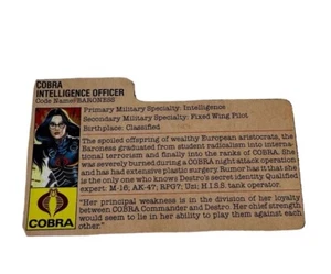 Vintage GI Joe Baroness Cobra Intelligence 1984 File Card Back Filecard Cardback - Picture 1 of 2