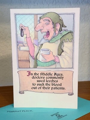 Vtg. Carlton "In The Middle Ages Doctors Used Leeches..." Get Well Greeting Card - Image 1 of 3