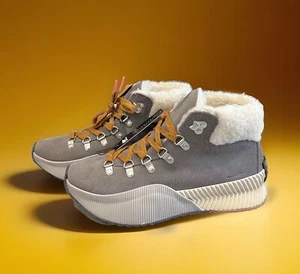 Sorel Out N About III Conquest WP Womens Size 8 Gray Suede Lace Up Ankle Boots - Picture 1 of 8