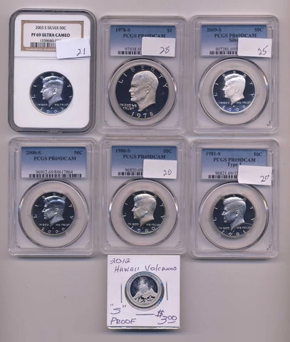 silver 2009s+3s clad 1980s+81s+00sKennedy Halves-PCGS PR69+78s clad Ike+quarter Cover