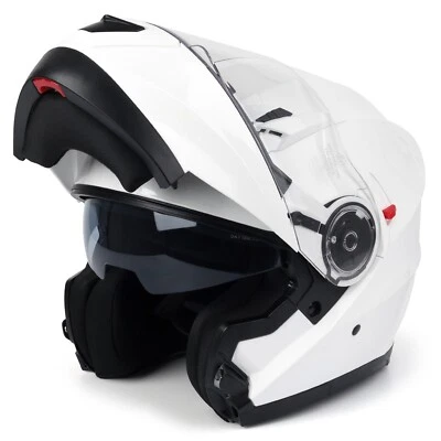 BSWAY Motorradhelm Klapphelm Doppelvisier integrierte Sonnenblende Grau/Weiß/Schwarz