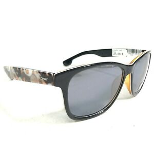 Sting Sunglasses SS6505 OB31 Black Orange White Square Frames with Gray Lenses