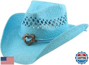 TOVOSO Straw Cowboy Hat for Women with Beaded Trim and Shapeable Brim, T50 Tu - Picture 1 of 5