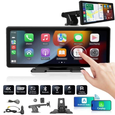 RACRDO 10.26" Inalámbrico Apple CarPlay + Android Auto Pantalla Táctil Radio Coche GPS MP5 FM BT