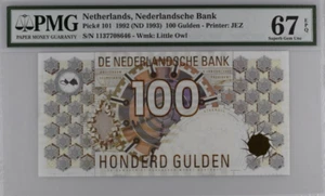 1992 Netherlands 100 Gulden P101 BANKNOTE UNC PMG 67 - Picture 1 of 2